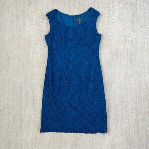 Adrianna Papell Blue Lace Midi Dress 10